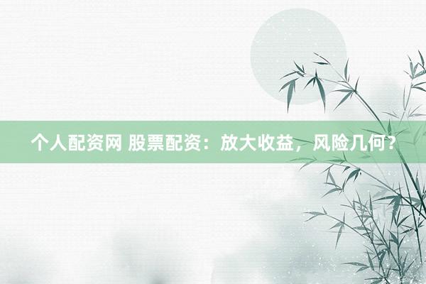 个人配资网 股票配资：放大收益，风险几何？