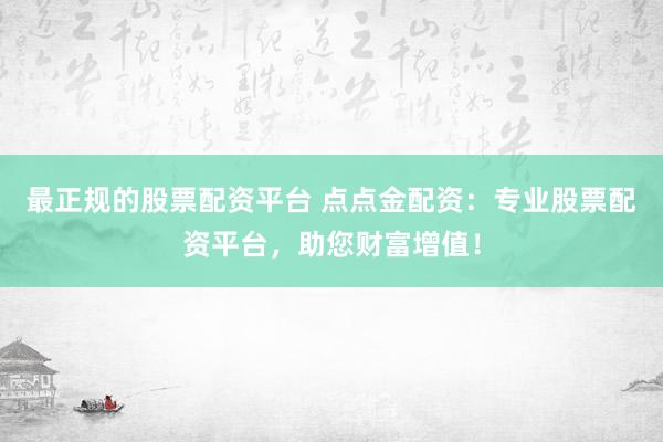 最正规的股票配资平台 点点金配资：专业股票配资平台，助您财富增值！